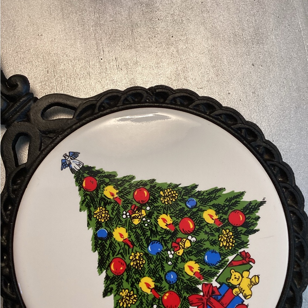Vintage Mid State 2 Action brand Trivet with Christmas Tree